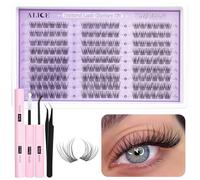 Individual Eyelashes Cluster Lashes Kit, Natural Lash Extension Kit Cluster Eyelash Extension Kit, 162pcs C Curl 10-14mm Eyelash Clusters with Lash Glue Bond and Seal Tweezers by ALICE