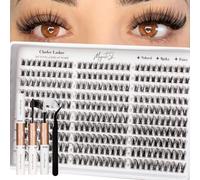 Individual Eyelashes Kit 300pcs Manga Lash Extension Kit 10-18mm Cluster Eyelash Extensions Natural Invisible Band Lash Clusters with Bond and Seal-M36-Natural
