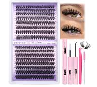 Individual Eyelashes kit 320Pcs Cluster Lashes Kit D Curl Eyelash Extension Kit 30D+40D Russian Lash Extension Kit with Lash Bond and Seal Lash Tweezers DIY at Home by GVEFETIEE (0.07D-9-16MIX KIT)