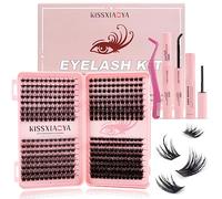 Individual Eyelashes Kit, 392Pcs 4 Styles D Curl Mix9-16mm Soft Natural Cluster Lashes, with Eyelash Glue & Tweezers, DIY Lash Extensions for Christmas, Valentine's Day, Anniversary(Eyelash Book Kit)