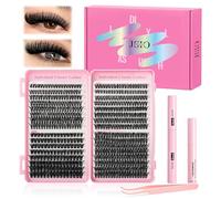 Individual Eyelashes Kit 608Pcs Lash Clusters with Bond+Seal+Remover, Natural Fluffy Wispy lash, Volume Clusters Lashes Book Kit D Curl Eyelash Extensions for DIY at Home 9-16mm (60+80+100D)
