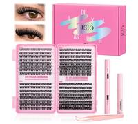 Individual Eyelashes Kit 632Pcs Lash Clusters with Bond+Seal+Remover, Natural Fluffy Wispy lash, Volume Clusters Lashes Book Kit D Curl Eyelash Extensions for DIY at Home 9-16mm (40+50+60+80D)