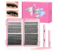 Individual Eyelashes Kit 640Pcs Lash Clusters with Bond+Seal+Remover, Natural Fluffy Wispy lash, Volume Clusters Lashes Book Kit D Curl Eyelash Extensions for DIY at Home 9-16mm (40+60+80D)