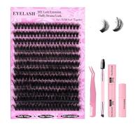 Individual Eyelashes Kit Cluster Lashes, Soft & Fluffy Volume Lash with Glue Bond & Lash Tweezers, 240 PCS Cluster Eye Lashes D-Curl 14-20 MM