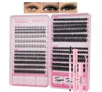 Individual Eyelashes Kit Spiky Individual Lash Clusters with Bottom lash 5-20MM Soft & Fluffy Thick Volume Fairy Individual Eyelashes with Glue and Remover Lashes Book Kit for Beginners(60+80+100 KIT)
