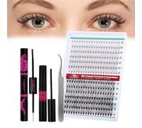 Individual Eyelashes Lash Clusters Kit D Curl Eyelashes Individual Kit Natural Lash Extension Kit with Russian Cluster Lashes Glue Bond and Seal and Lash Tweezers Mix 9-16mm（10-20P）