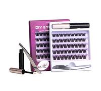 Individual Lashes Cluster Lashes D Curl 45 Clusters DIY False Eyelashes Individual Reusable Soft Natural Easy Fan Russian Lashes Eyelash Extensions Clear Glue 10-16mm