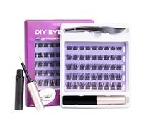 Individual Lashes Cluster Lashes D Curl 45 Clusters DIY False Eyelashes Individual Reusable Soft Natural Easy Fan Russian Lashes Eyelash Extensions Clear Glue 10-16mm