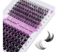 Individual Lashes D Curl Cluster Lashes 0.07mm 12-16mm C4+ZW Mixed DIY Lash Extensions Wide Stem Individual Clusters Eyelashes Reusable Soft and Wispy Cluster Eyelash Extensions(C4+ZW-D-MIX12-16)