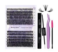 Individual Lashes Kit Cluster Lashes C Curl 0.07mm DIY Lash Extensions Kit 30D/40D Mixed 12-16mm Wide Stem Individual Lash Clusters Kit at Home(30D/40D-C-Cluster Eyelash Extensions Kit)