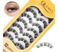 Individual-Lashes QUEWEL Cluster-Lashes 10 Pairs Natural Look Eyelash Clusters Individual-Eyelashes with Cotton Thin Band DIY Cluster Eyelash-Extensions for Personal Use at Home（QU38）