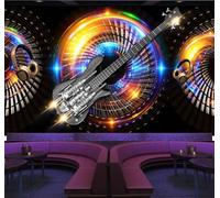 Individuality Guitar Colourful Metal Rock Music 3D Wallpaper Easy Install Feature Office Living Room Sofa Bedroom TV Background Wall Decoration-350cm×256cm