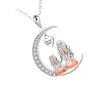 Individualized Family Unities Necklace Trees of Life Charm with Crescents Moons Design Allergy Proof Kirsite Jewelry for Women Zinc Alloy Symbolic Necklace