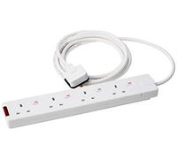Individually Switched 13 Amp Professional Trailing Socket Extension Lead Tough 4 Gang White (3 M)