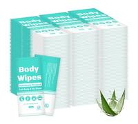 Individually Wrapped Body Wipes Bulk Bath Wipes, Women Men Large Adult Disposable Body Shower Wipes No Rinse-Free Bathing Cloths Wipes for Outdoors After Gym Camping Travel (200, Blue, 12 x 10.3 in)
