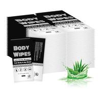 Individually Wrapped Body Wipes Bulk Bath Wipes, Women Men Large Adult Disposable Body Shower Wipes No Rinse-Free Bathing Cloths Wipes for Outdoors After Gym Camping Travel (100, Black, 12 x 10.3 in)