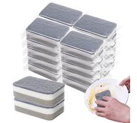 Individually Wrapped Sponges 40 Pack Kitchen Dishwashing Sponge Bulk, Non Scratch Dishes Scouring Pad Dishcloth, Odor-Free Sponge Wipes for Household Cleaning Dishes Travel Apartments - Grey