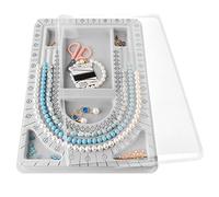 INDIVSHOW The Bead Board with Clear Cover,Grey Flocked,6 Recessed Compartments,3 U-Shaped Channels,Design Boards for Jewelry Bracelet Necklace Making DIY