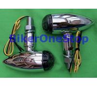 INDLED46 - INDICATORS Metal Jet Engine LED Motorbike CHROME BODY Dark Lens EMark