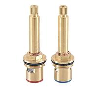 InDmar Cartridge Tap Valve, Faucet Cartridge, Quarter Turn Flow, Long Tall Stem, Insert 20 Teeth, 1/2" Inner, Ceramic Disc Gland, Pair