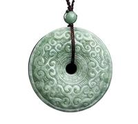 InDmar Jadeite Jade Pendant,Pendant Necklace,Natural Emerald 9 Long Xiangyun Safety Buckle Pendant Jades Necklace Jewellery Fashion Accessories Hand-carved Man Woman Amulet (Color : B)