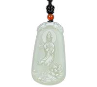InDmar Jadeite Jade Pendant,Pendant Necklace,Natural green Jade jadeite Bead Guanyin South China Sea Kwan Yin One side carve Guanyin Pendant Necklace