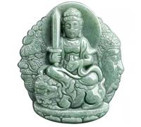 InDmar Jadeite Jade Pendant,Pendant Necklace,Natural Green Jade Pendant Hand-carved Samantabhadra Pendant Men woman's Jade Necklace Amulet Gifts (Color : C)