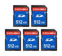 INDMEM 512MB SD Card (5 Pack), SDHC Flash Memory Card UHS-I U1 Class 4 High-Speed Full HD Video Compatible with Digital Point-and-Shoot Cameras, HD Camcorders, DSLR and PC