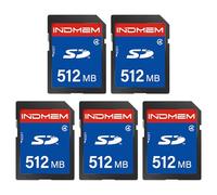 INDMEM 512MB SD Card (5 Pack), SDHC Flash Memory Card UHS-I U1 Class 4 High-Speed Full HD Video Compatible with Digital Point-and-Shoot Cameras, HD Camcorders, DSLR and PC