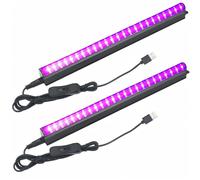 Indmird UV LED Black Light, 2PCS 5W 1ft USB Blacklight, 395-400nm Black Light Bar for Glow Party, Portable UV Lights with Switch for Cabinet, Club, Body Paint, Halloween Decorations