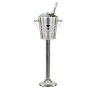 Indo-Persian Brushed Nickel Plated Majestic Wine & Ice Bucket with Steel Bucket Stand | Wine Chiller On Stand Kitchenware Bar Ware
