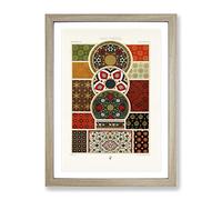 Indo Persian Themed Patterns By Albert Racinet Vintage Framed Wall Art Print, Ready to Hang Picture for Living Room Bedroom Home Office Décor, Oak A4 (34 x 25 cm)
