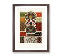 Indo Persian Themed Patterns By Albert Racinet Vintage Framed Wall Art Print, Ready to Hang Picture for Living Room Bedroom Home Office Décor, Walnut A2 (64 x 46 cm)