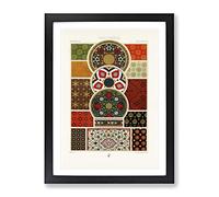 Indo Persian Themed Patterns By Albert Racinet Vintage Framed Wall Art Print, Ready to Hang Picture for Living Room Bedroom Home Office Décor, Black A4 (34 x 25 cm)