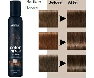 Indola Color Style Mousse coloring foam for styling and coloring in 1 easy step 200 ml, Medium Brown