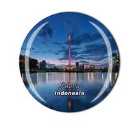 Indonesia 3D Jakarta Refrigerator Fridge Magnet Crystal Glass Magnet Tourist Travel Souvenir Collection Gift Magnetic Sticker Home Kitchen Decoration