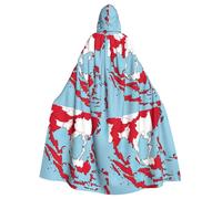 Indonesia Abstract Indonesian Flag Print Unisex Hooded Dressing Gown Long Coat Halloween Costume Christmas