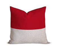 Indonesia Flag Lumbar Pillow Cover 16 x 16 Inch, Square Cotton Linen Patriotic Cushion Covers, Decorative Throw Pillow Case Protector with Hidden Zipper for Sofa Couch Bedroom Home