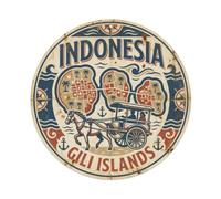 Indonesia Gili Islands Beach Destination Tropical Shore Metal Tin Sign