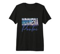 Indonesia Pantai Retro Sunset Beach Premium T-Shirt
