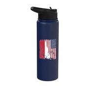 Indonesia USA Flag Distressed - Half American Stainless Steel Insulated Water Bottle