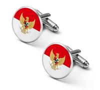 Indonesian Flag Indonesia Emblem Shirt Cufflinks for Men Cuff Links Tie Father Husband Wedding Business 2.0cm