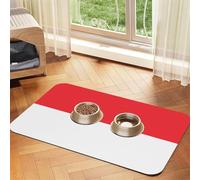 Indonesian Flag Pet Feeding Mat Dog Cat Eating Food Absorbent Leather Tablecloth for and Water Bowl Waterproof No Stains Quick Dry Non-Slip 17.72 * 11.8IN