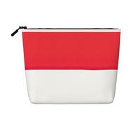 Indonesian Flag Portable Makeup Case Fake Hemp, Women's Travel Organizer Large Capacity Zippered Pouch