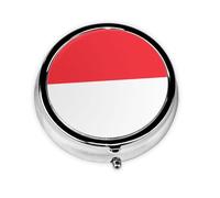 Indonesian Flag Printed Round Mini Pillbox â€“ Portable Travel Metal Pillbox, Fits in Pocket or Wallet