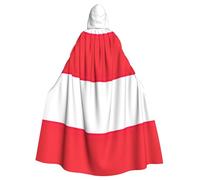 Indonesian Flag Printing Cosplay Parties Hooded Adult Halloween Cloak 57.8 Inches Long Theme