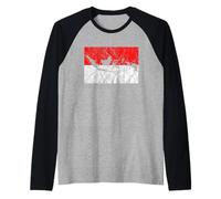Indonesian Flag Silhouette, Travel Asia, Indonesia Raglan Baseball Tee