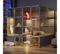 Indoor 4-Tier Pet Cage with Litter Box, Large DIY Enclosure for Multiple Cats, Easy Assembly(110 * 110 * 140cm)