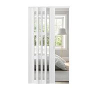 Indoor Accordion DoorSpaceSaving Folding Design with Handle Acrylic Panel Closet Curtain for Kitchen & Bathroom Elegant White 180x150cm