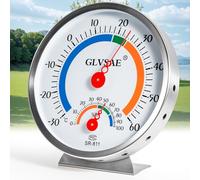 Indoor and Outdoor Precision Thermometer and Hygrometer, Analogue, Stainless Steel Construction, with Comfort Zone Display, Suitable for Indoor and Outdoor Use, Diameter 12.6 cm